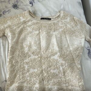 Zara Cream Textured Sweater